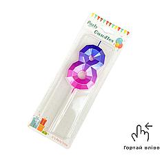 Свічка цифра 8 омбре - Diamond