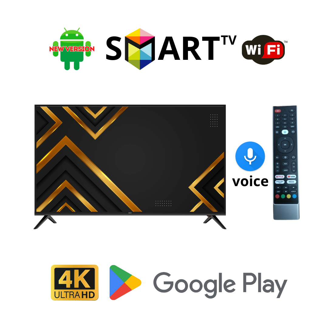 Телевізор KIVI 34" I Android 15.0/Smart TV/DVB/T2/FullHD/USB/ (1980x1080) блютуз + голосове управління
