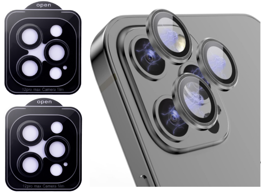 Захисне скло на камеру 2шт CDK для Apple iPhone 12 Pro Max | Lens Metal Ring Eagle Eye (015728) (black)