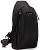 Сумка слінг чоловіча чорна через плече тканинна бананка крос боді crossbody один відділ і кишені Lanpad 35005, фото 7