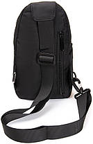 Сумка слінг чоловіча чорна через плече тканинна бананка крос боді crossbody один відділ і кишені Lanpad 35005, фото 4