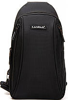 Сумка слінг чоловіча чорна через плече тканинна бананка крос боді crossbody один відділ і кишені Lanpad 35005, фото 2