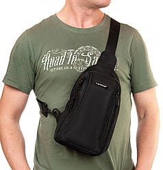 Сумка слінг чоловіча чорна через плече тканинна бананка крос боді crossbody один відділ і кишені Lanpad 35005