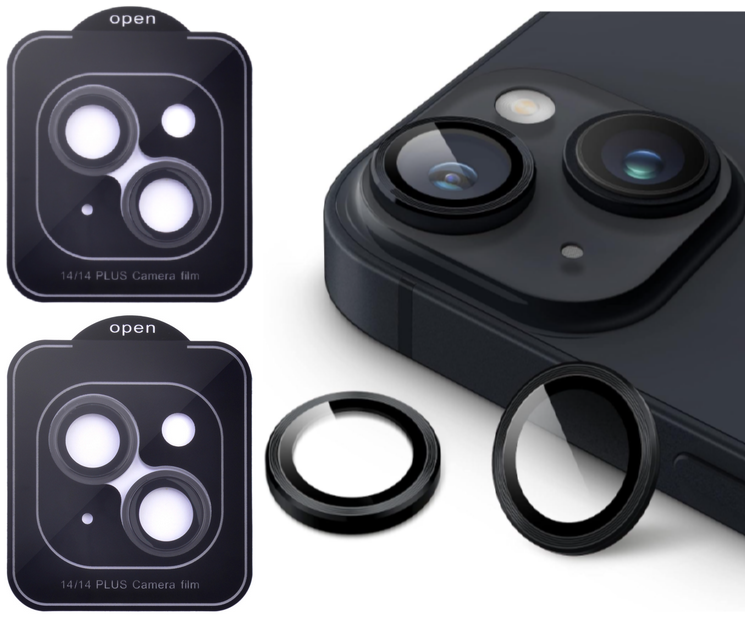 Захисне скло на камеру 2шт CDK для Apple iPhone 14 Plus | Lens Metal Ring Eagle Eye (015735) (black)