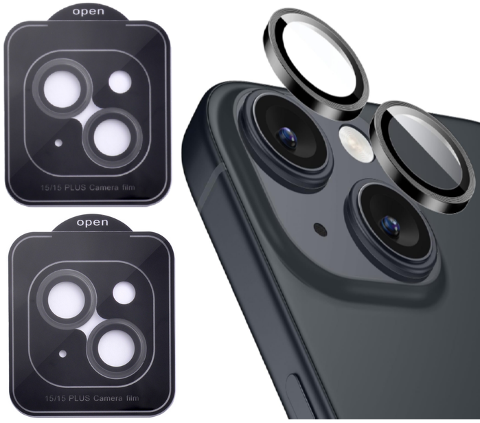 Захисне скло на камеру 2шт CDK для Apple iPhone 15 | Lens Metal Ring Eagle Eye (015735) (black)