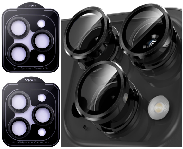 Захисне скло на камеру 2шт CDK для Apple iPhone 15 Pro Max | Lens Metal Ring Eagle Eye (017190) (black)