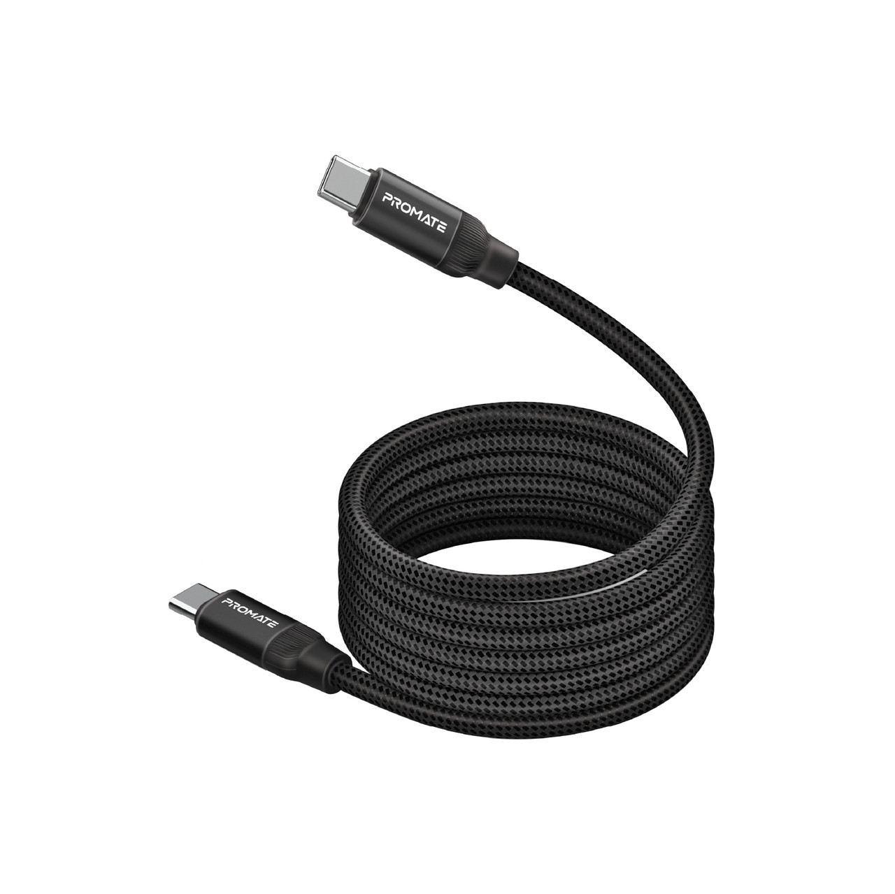 Кабель Promate Springy USB Type-C - USB Type-C (M/M), 3 A, 60 W, 1.2 м, Black, фото 1