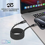 Кабель Promate Springy USB Type-C - USB Type-C (M/M), 3 A, 60 W, 1.2 м, Black, фото 3