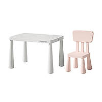 Столик зі стільчиком дитячий Poppet Маммут Уайт Бейбі Пінк (PP-012WBP)