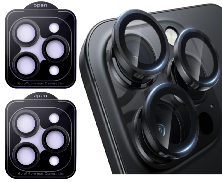 Захисне скло на камеру 2шт CDK для Apple iPhone 16 Pro | Lens Metal Ring Eagle Eye (018409) (black)