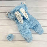 Комбінезон Зайчик для новонароджених, блакитне хутро травичка, фото 2