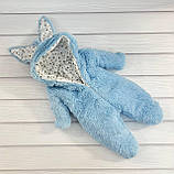 Комбінезон Зайчик для новонароджених, блакитне хутро травичка, фото 3