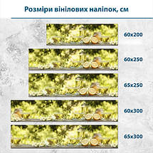 Наклейка на кухонний фартух 60 х 200 см, з захисною ламінацією, чашка чаю з лимоном на природі, фото 3
