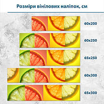 Наклейка на кухонний фартух 60 х 200 см, з захисною ламінацією, часточки цитрусу, фото 3