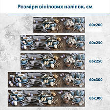 Наклейка на кухонний фартух 60 х 200 см, з захисною ламінацією, чашка кави з макаронсами, фото 3