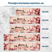Наклейка на кухонний фартух 60 х 200 см, з захисною ламінацією, букет квітів з троянд, фото 3