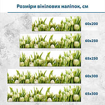 Наклейка на кухонний фартух 60 х 200 см, з захисною ламінацією, білі тюльпани, фото 3