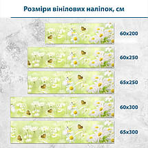 Наклейка на кухонний фартух 60 х 200 см, з захисною ламінацією, ніжні ромашки з метеликами, фото 3