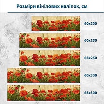 Наклейка на кухонний фартух 60 х 200 см, з захисною ламінацією, поле з червоними маками, фото 3