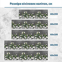 Наклейка на кухонний фартух 60 х 200 см, з захисною ламінацією, білі лілії з трояндами на сірому фоні, фото 3