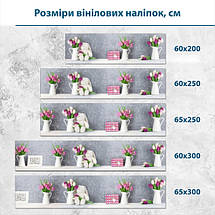 Наклейка на кухонний фартух 60 х 200 см, з захисною ламінацією, біло-рожеві тюльпани, фото 3