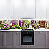 Наклейка на кухонний фартух 60 х 200 см, з захисною ламінацією, старинні вулиці з квітами, фото 6