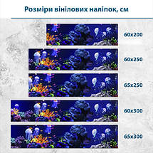 Наклейка на кухонний фартух 60 х 200 см, з захисною ламінацією, неоновий підводний світ, фото 3