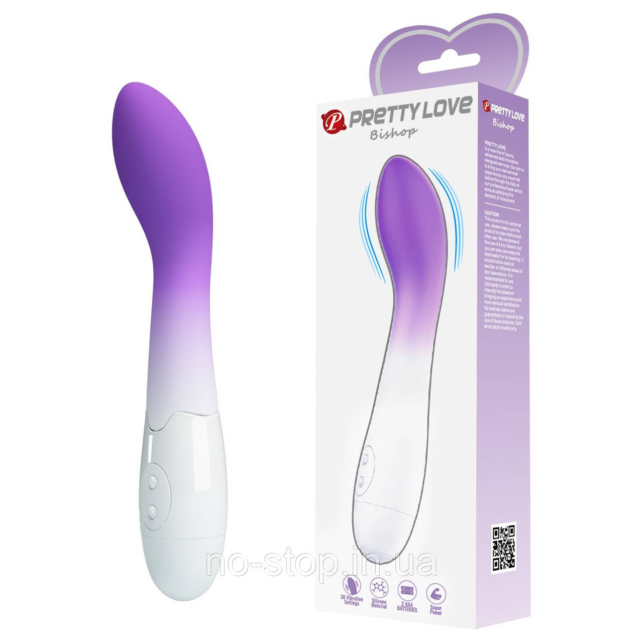 Вібратор PRETTY LOVE - Bishop, 30 vibration functions, ABS Silicone, фото 1