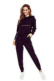 Жіночий трикотажний костюм із худі та штанів чорного кольору. Модель Ferbi Eldar