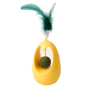 Іграшка для котів Taotaopets 027714 Неваляшка з пір'ям і котячою м'ятою Yellow