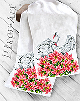 8052 набор для вышивки бисером Свадебного рушника 220*30 см с лебедями