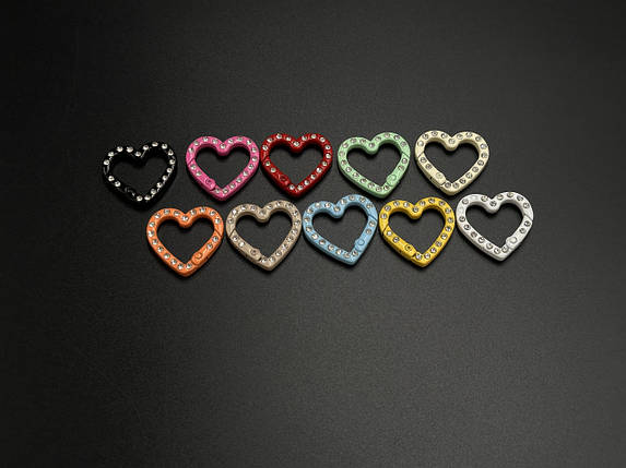 Кільце-самозатискач. Сердечко Колір "Різнокольорові". 25мм, фото 2