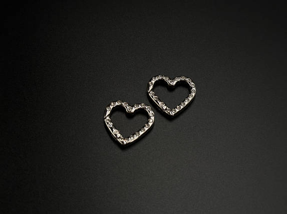 Кільце-самозатискач. Сердечко Колір "срібний". 25мм, фото 2