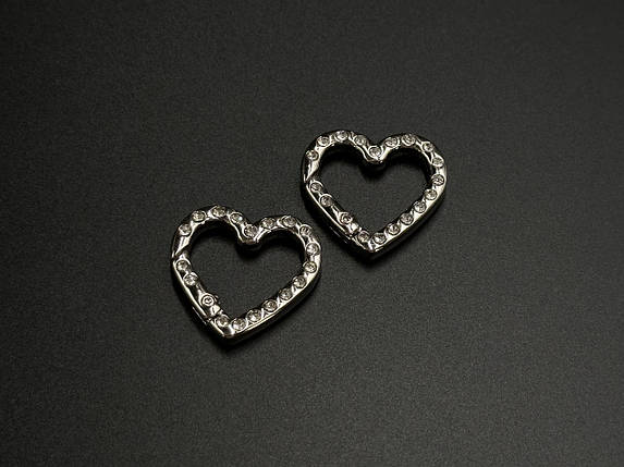 Кільце-самозатискач. Сердечко Колір "срібний". 25мм, фото 3