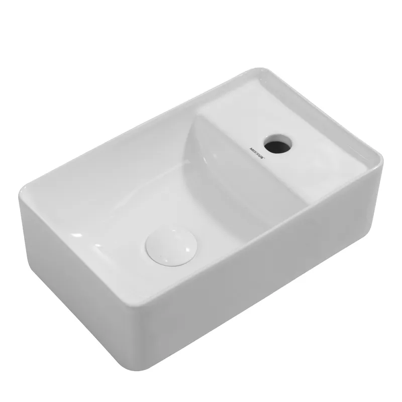 Раковина підвісна Mixxus Premium QUADRO-1201-L 430х265х135mm з отвором під змішувач та переливом (M, фото 1