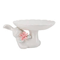 Підставка "Кролик з квіткою" 9 см, колір білий (кераміка)