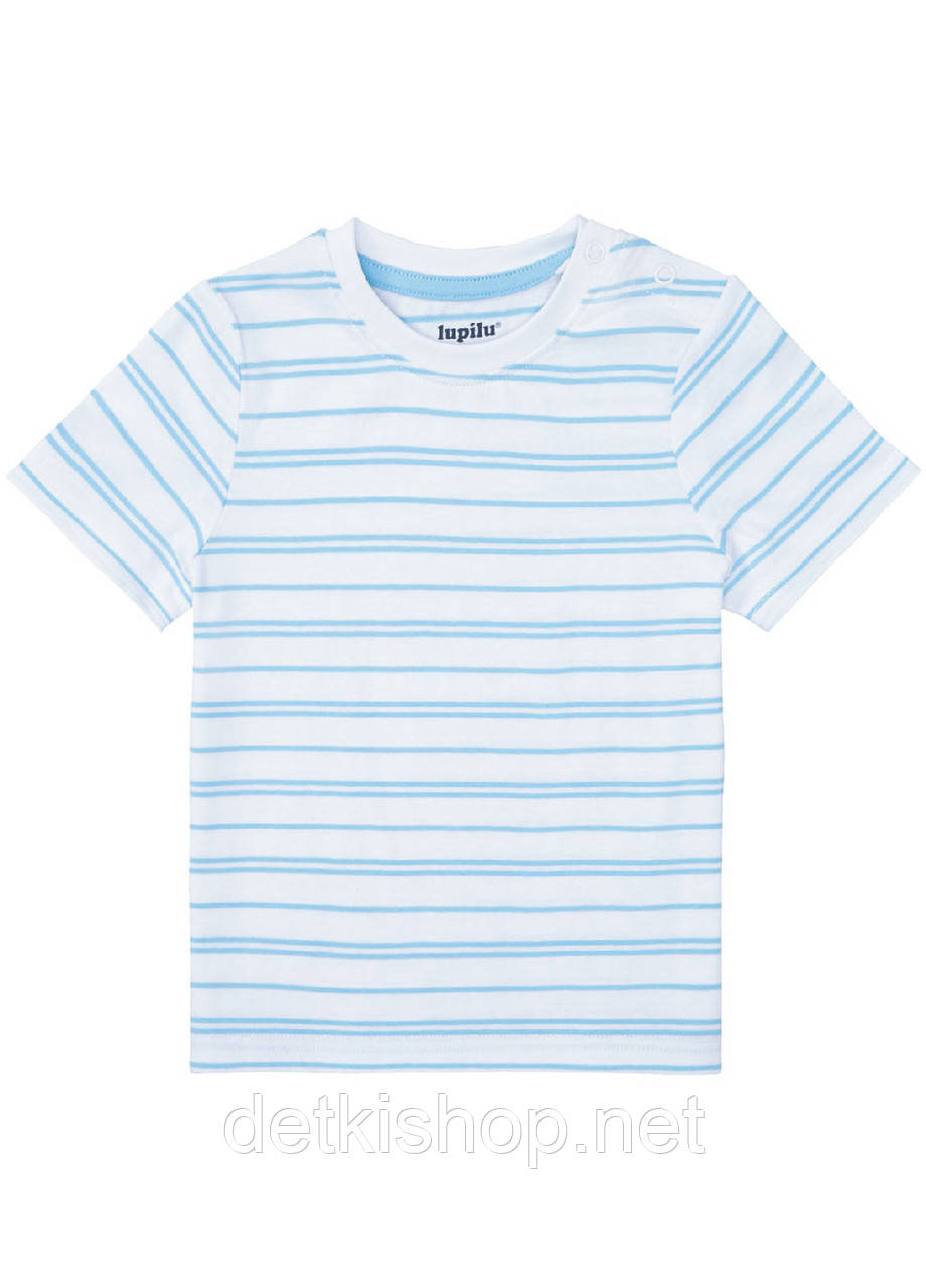 Біла футболка в блакитну смужку для хлопчика Lupilu р. 98-104