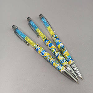 Ручка кулькова «Touch pen (стилус)-Сваровські-Україна» жовто-блакитна
