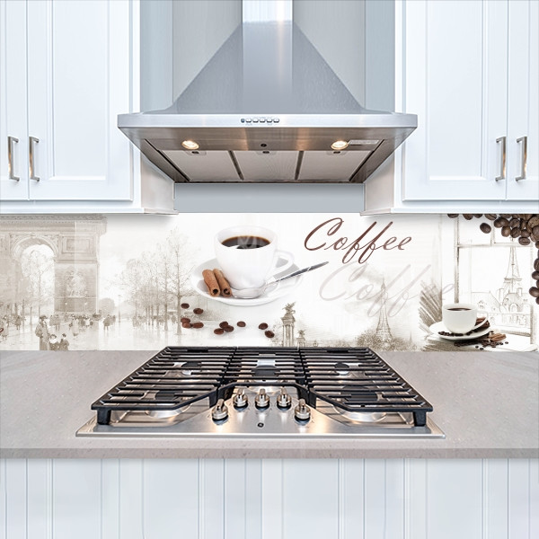 Кухонна панель жорстка ПЕТ, Самофіксуюча 62 х 305 см (товщина 1,2 мм) Кава з корицею в Парижі, фото 1