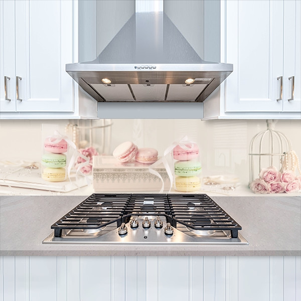 Кухонна панель жорстка ПЕТ, Самофіксуюча 62 х 305 см (товщина 1,2 мм) з тістечками макаронс, фото 1