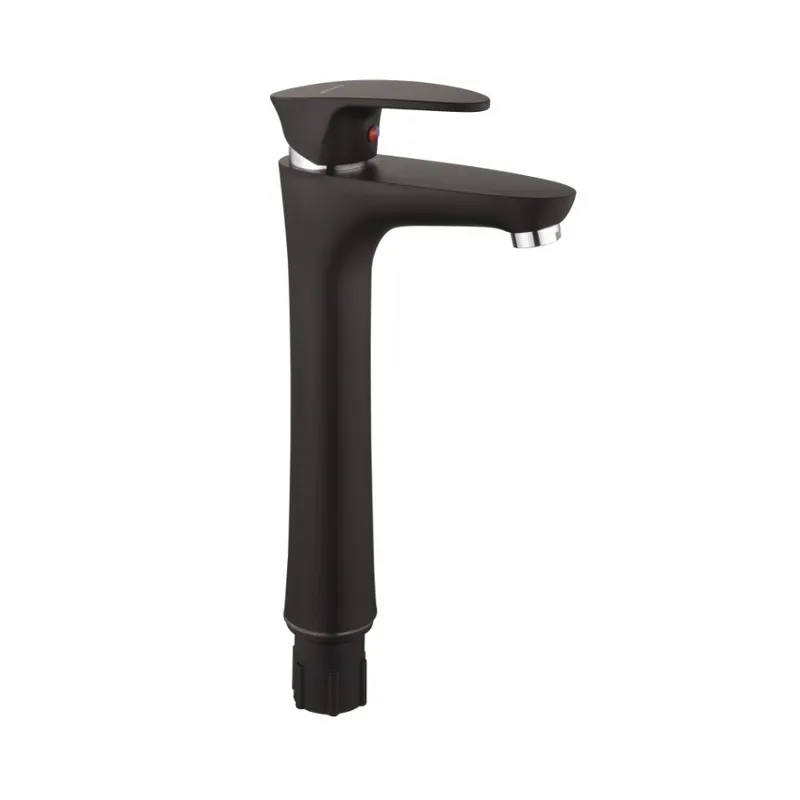 Змішувач для умивальника Plamix Cezar-001 HIGH SET Matte black (з підведенням) (PM0664), фото 1
