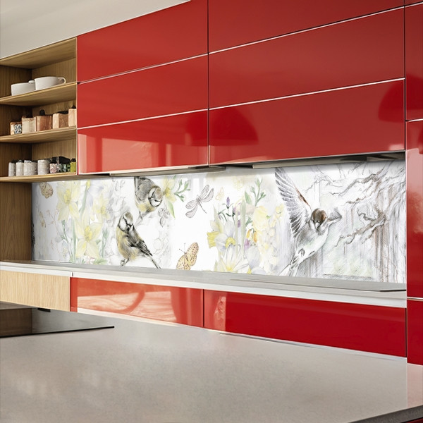 Кухонна панель жорстка ПЕТ, Самофіксуюча 62 х 410 см (товщина 1,2 мм) ніжна весна, фото 1