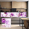 Кухонна панель жорстка ПЕТ, Самофіксуюча 62 х 410 см (товщина 1,2 мм) ніжно-фіолетові троянди, фото 7