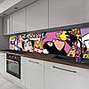 Кухонна панель жорстка ПЕТ, Самофіксуюча 62 х 205 см (товщина 1,2 мм) яскравий поп-арт, фото 5