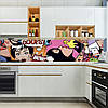 Кухонна панель жорстка ПЕТ, Самофіксуюча 62 х 205 см (товщина 1,2 мм) яскравий поп-арт, фото 6