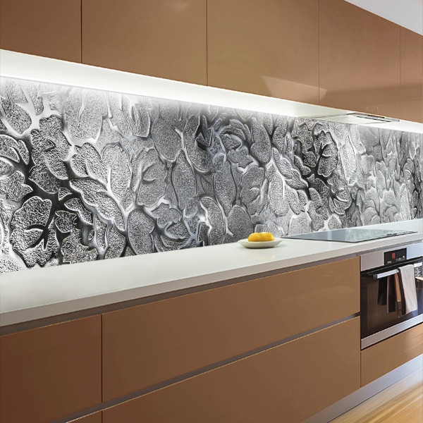 Кухонна панель жорстка ПЕТ, Самофіксуюча 62 х 305 см (товщина 1,2 мм) морозна текстура скла, фото 1