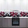 Кухонна панель жорстка ПЕТ, Самофіксуюча 62 х 410 см (товщина 1,2 мм) бардові орхідеї на камінні, фото 6
