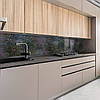Кухонна панель жорстка ПЕТ, Самофіксуюча 62 х 410 см (товщина 1,2 мм) краплі дощу на темній текстурі, фото 8