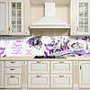 Кухонна панель жорстка ПЕТ, Самофіксуюча 62 х 205 см (товщина 1,2 мм) лавандові квіти з надписами на полотні, фото 6