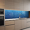 Кухонна панель жорстка ПЕТ, Самофіксуюча 62 х 305 см (товщина 1,2 мм) великі краплі дощу на синьому фоні, фото 6